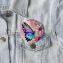 Recherche de papillons bleus badges Aquarelle