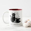 Recherche de chat noir et blanc tasses Amoureux du café
