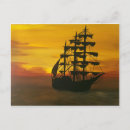 Recherche de bateau de pirates cartes postales Coucher de soleil
