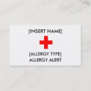 Recherche de allergique cartes visite Alerte d'allergie