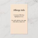 Recherche de allergies cartes visite Alerte d'allergie alimentaire