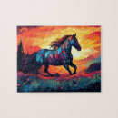 Recherche de le cheval puzzles Coucher de soleil
