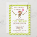 Recherche de singe fille invitations Fête d'anniversaire des filles