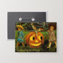 Recherche de nuit de halloween badges Champ de citrouilles