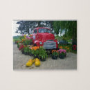Recherche de camion rouge puzzles Fleurs