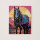 Recherche de le cheval puzzles Coucher de soleil