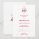 Recherche de rose et blanc baptême invitations Baby girl