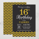 Recherche de noir jaune invitations Fête d'anniversaire