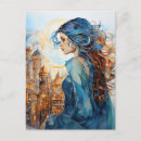 Recherche de cheveux bleus cartes postales Jolie
