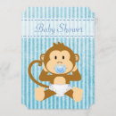 Recherche de singe baby shower invitations Bleu
