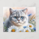 Recherche de chat floral cartes postales Minou