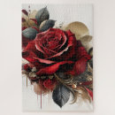 Recherche de rose rouge puzzles Aquarelle
