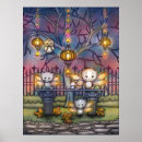 Recherche de nuit de halloween posters Chaton