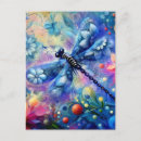 Recherche de libellule bleue cartes postales Fleurs