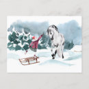 Recherche de chevaux neige cartes postales Aquarelle