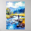 Recherche de pêche à la mouche posters Aquarelle