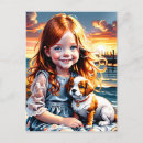 Recherche de petit chiot cartes postales Fille