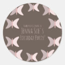 Recherche de papillon rond autocollants Anniversaire aux filles