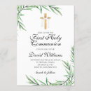 Recherche de première moderne petite communion invitations Eucalyptus