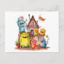 Recherche de monstres cartes postales Dessin animé
