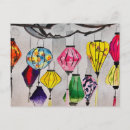 Recherche de lanternes chinoises cartes postales Aquarelle