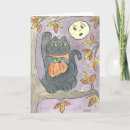Recherche de chat citrouille vœux cartes Feuilles