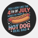 Recherche de hot dog drôle autocollants 4 juillet