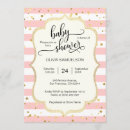 Recherche de or blanc rose baby shower invitations Rayures