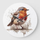 Recherche de oiseau rouge horloges Aquarelle