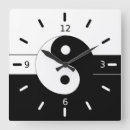 Recherche de symbole de yin et yang horloges Blanc noir