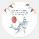 Recherche de anniversaire requin autocollants Aquarelle