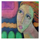 Recherche de peinture portrait carreaux Femme