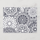 Recherche de mandala floral cartes postales Noir et blanc