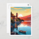 Recherche de lac vintage cartes postales Aquarelle