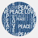 Suche nach liebe und frieden aufkleber Typografie