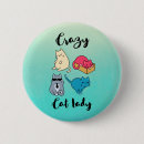 Recherche de chats mignons badges Dame de chat fou