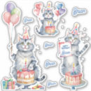 Recherche de chat gris et blanc autocollants Animal