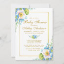 Recherche de blue floral baby shower invitations Aquarelle florale