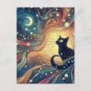 Recherche de chat abstrait cartes postales Noir