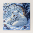 Suche nach fuchs im schnee puzzle Weiß