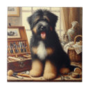 Recherche de peinture de chien carreaux Chiot