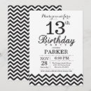 Recherche de chevron noir et blanc invitations Fête d'anniversaire