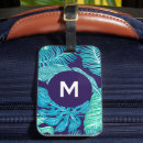 Recherche de feuille tropicale bagages étiquettes Bleu