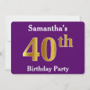 Recherche de purple gold 40ans anniversaire invitations Fête d'anniversaire