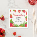 Recherche de first birthday serviettes Fraise
