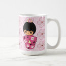 Recherche de poupée kokeshi tasses Rose