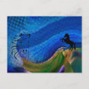 Recherche de cheval abstrait cartes postales Bleu
