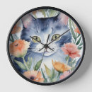 Recherche de chat noir et blanc horloges Rouge