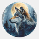 Recherche de lune loup autocollants Clair de lune