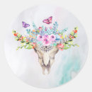 Recherche de crâne avec des fleurs autocollants Papillon